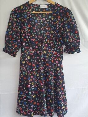 ASOS Black Mini Dress with Multicolor Floral Print